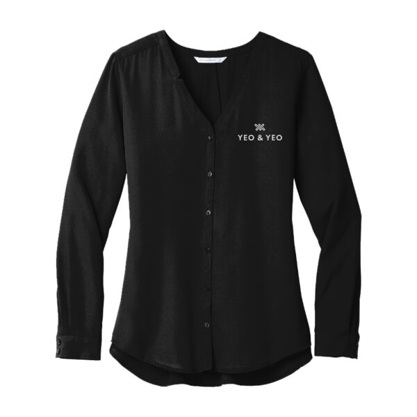 Port Authority® Women's Long Sleeve Button-Front Blouse Thumbnail