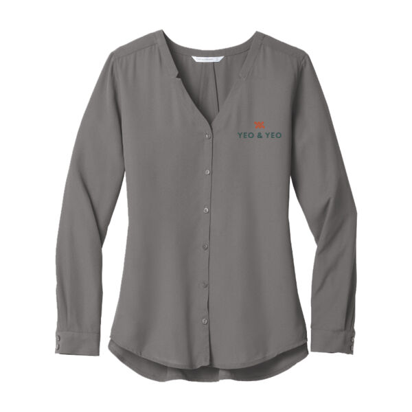 Port Authority® Women's Long Sleeve Button-Front Blouse Thumbnail